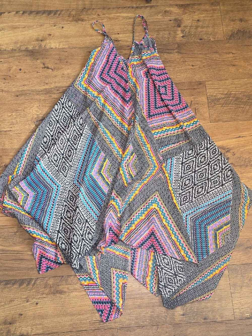 Magic Bright Aztec Print Dress in Pink, Teal & Yellow